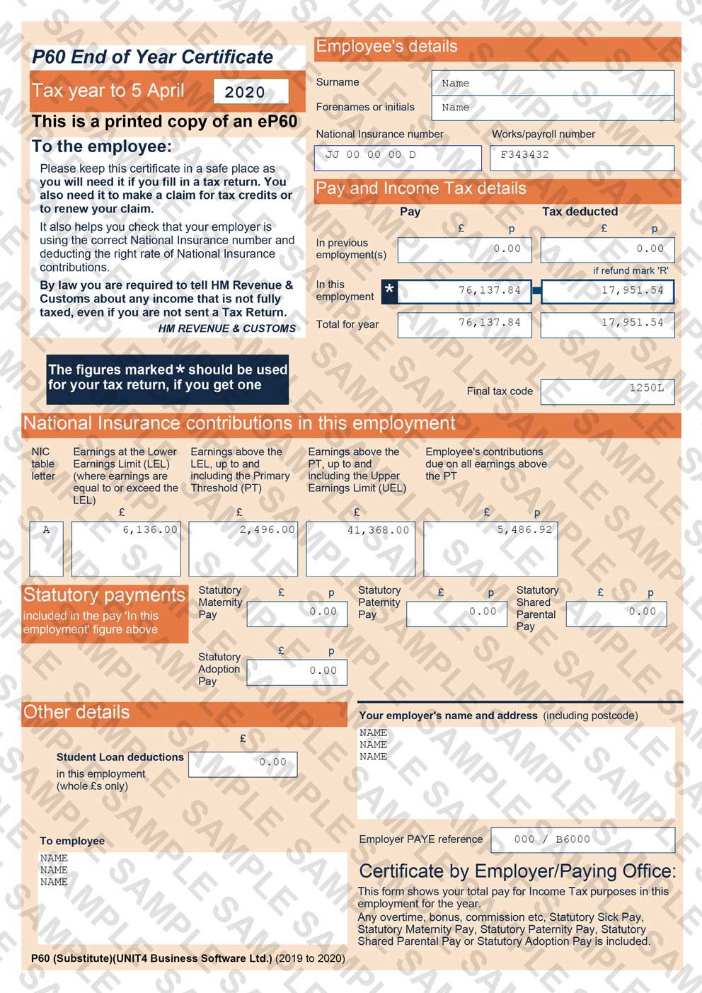 HMRC P60